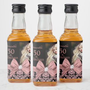 Étiquettes Pour Bouteilles De Liqueur 50 et fabuleuse fête d'anniversaire monogramme nom