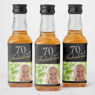 Étiquettes Pour Bouteilles De Liqueur 70 et Fabulous Elegant Black Photo 70e anniversair