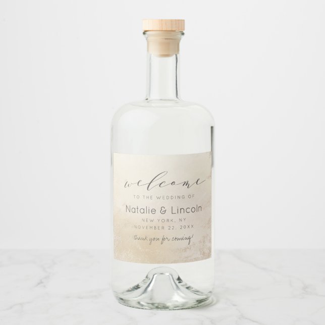 Étiquettes Pour Bouteilles De Liqueur Accueil du Mariage Ombre Yellow Gold Frosted (Devant)