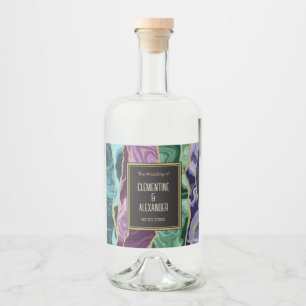 Étiquettes Pour Bouteilles De Liqueur Agate Aquarelle Paon