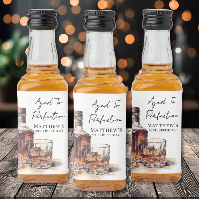 Étiquettes Pour Bouteilles De Liqueur Aged To Perfection Whiskey Birthday Party (Aged To Perfection Whiskey Birthday Party Bottle Labels)