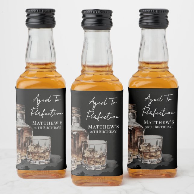 Étiquettes Pour Bouteilles De Liqueur Aged To Perfection Whiskey Men's Birthday Party (Bouteilles)