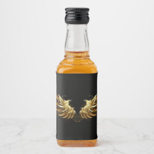 Étiquettes Pour Bouteilles De Liqueur Ailes d'Ange d'or sur arrière - plan noir