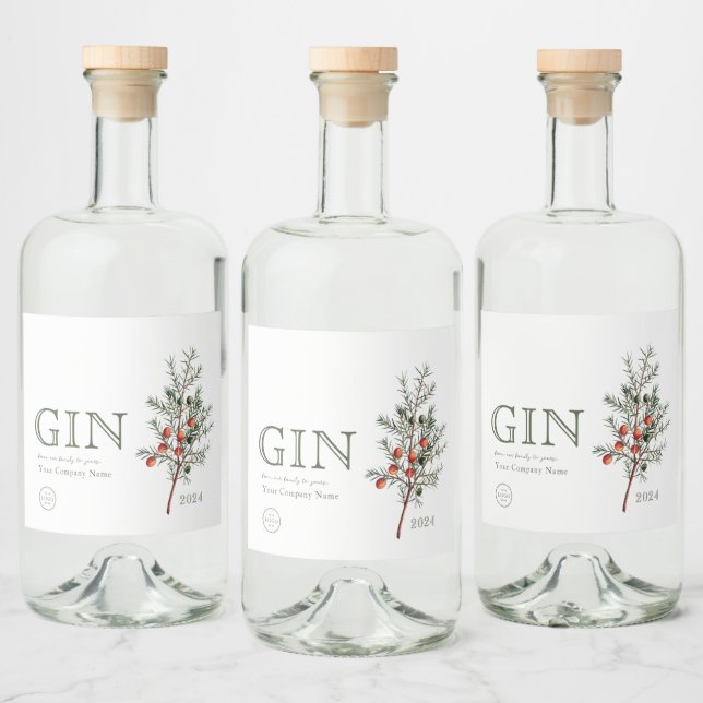 Étiquettes Pour Bouteilles De Liqueur Ajouter un logo Juniper Branch GIN personnalisé (Bouteilles)