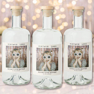 Étiquettes Pour Bouteilles De Liqueur Anniversaire Photo Vintage