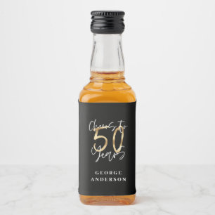 Étiquettes Pour Bouteilles De Liqueur applaudissements à 50 ans de noir et d'or moderne