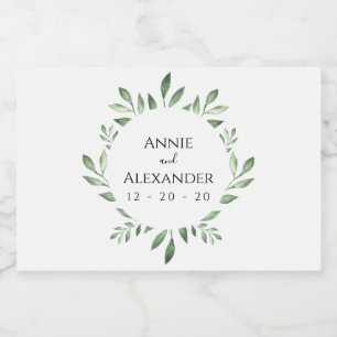 Étiquettes Pour Bouteilles De Liqueur Aquarelle botanique de la verdure d'olive