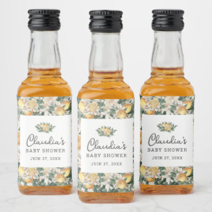 Étiquettes Pour Bouteilles De Liqueur Aquarelle de Baby shower de citron tropical