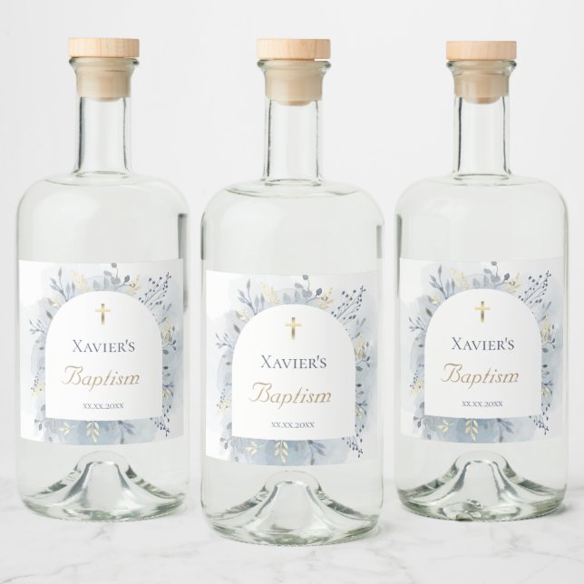 Étiquettes Pour Bouteilles De Liqueur aquarelle feuillage Baptême (Bouteilles)