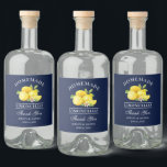 Étiquettes Pour Bouteilles De Liqueur Aquarelle Lemons Limoncello Merci bleu<br><div class="desc">Elégante aquarelle citrons verdure Limoncello Mariage maison Étiquettes bouteille - Bleu</div>