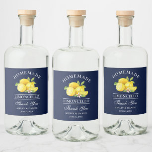 Étiquettes Pour Bouteilles De Liqueur Aquarelle Lemons Limoncello Merci bleu