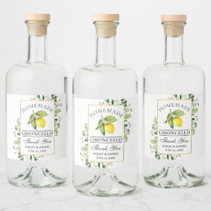 Étiquettes Pour Bouteilles De Liqueur Aquarelle Limoncello or citron