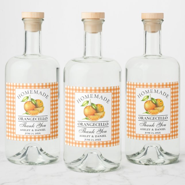 Étiquettes Pour Bouteilles De Liqueur Aquarelle Oranges Orangecello Mariage Merci (Bouteilles)