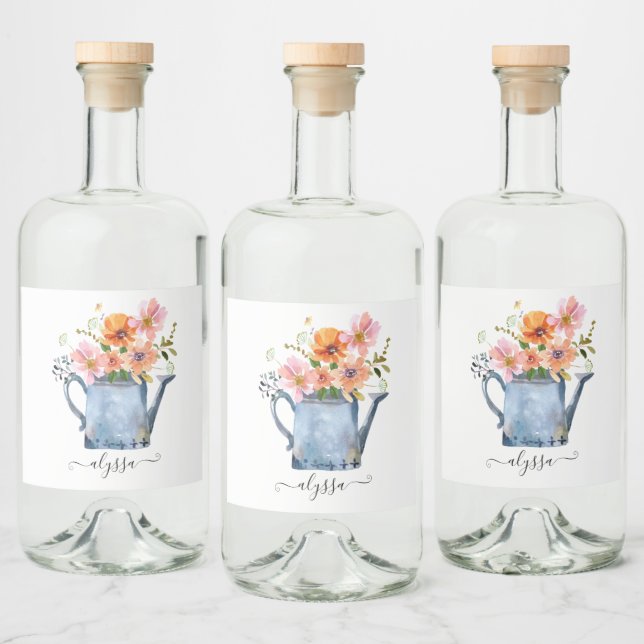 Étiquettes Pour Bouteilles De Liqueur Aquarelle peinte à la main Floral (Bouteilles)