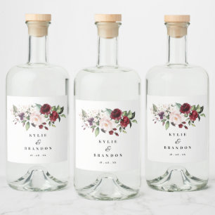 Étiquettes Pour Bouteilles De Liqueur Aquarelle rose Blush FlorMariage