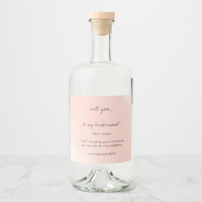 Étiquettes Pour Bouteilles De Liqueur Aquarelle rose Serez-Vous Mon Gâne De Femme D'Accu (Devant)