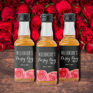 Étiquettes Pour Bouteilles De Liqueur Aquarelle Rouge Roses Derby Party Mini