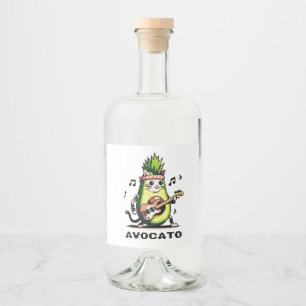 Étiquettes Pour Bouteilles De Liqueur Avocato - Drôle Pixel Art Avocado Cat jouer basse