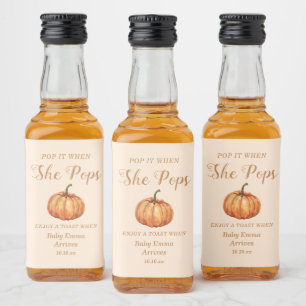 Étiquettes Pour Bouteilles De Liqueur Baby Shower Citrouille d'Automne Pop it quand elle