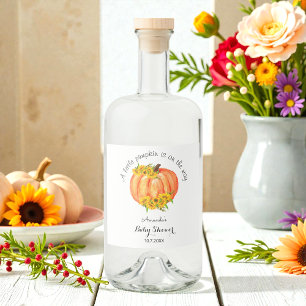 Étiquettes Pour Bouteilles De Liqueur Baby Shower Citrouille Orange Automne