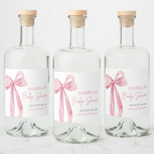 Étiquettes Pour Bouteilles De Liqueur Baby shower en ruban élégant et élégant