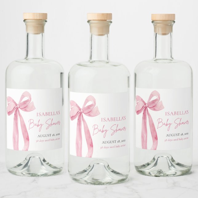 Étiquettes Pour Bouteilles De Liqueur Baby shower en ruban élégant et élégant (Bouteilles)