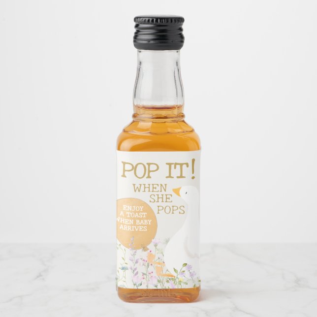 Étiquettes Pour Bouteilles De Liqueur Baby shower Fleur sauvage de canard d'oie d'aquare (Devant)