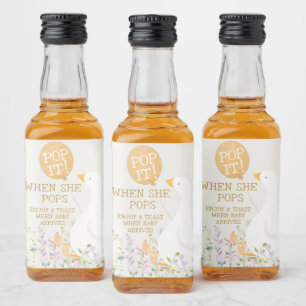 Étiquettes Pour Bouteilles De Liqueur Baby shower Fleur sauvage de canard d'oie d'aquare
