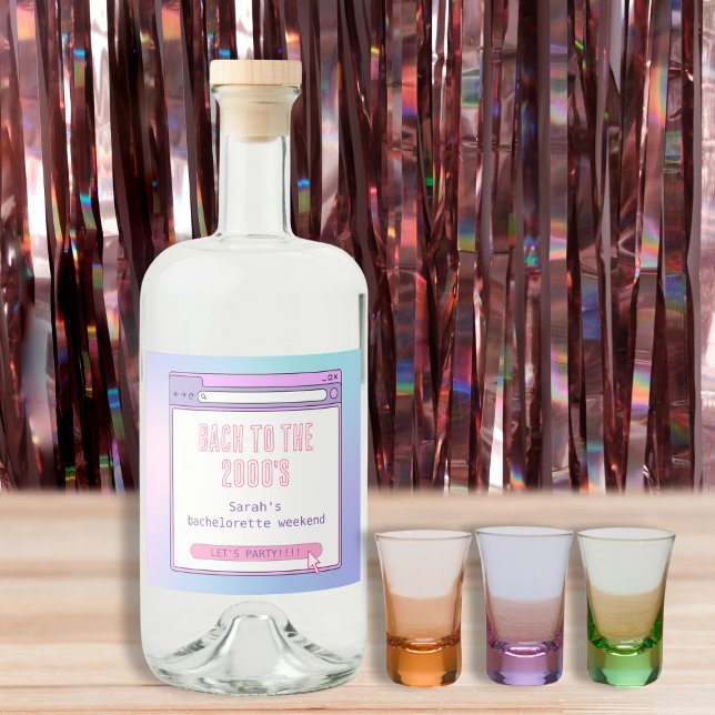 Étiquettes Pour Bouteilles De Liqueur Bach To The 2000's Y2K Bachelorette Personnalisée (Bach To The 2000's Y2K Bachelorette Personalized Bottle Labels)