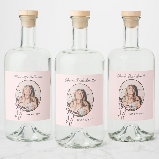 Étiquettes Pour Bouteilles De Liqueur Bachelorette Rose Girly Bows & Baby (Bouteilles)