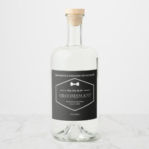 Étiquettes Pour Bouteilles De Liqueur Be My Groomsman Proposition Black Modern Mariage