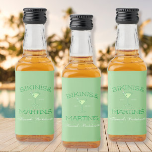 Étiquettes Pour Bouteilles De Liqueur Bikinis & Martinis Plage Verte Enterrement de Vie 
