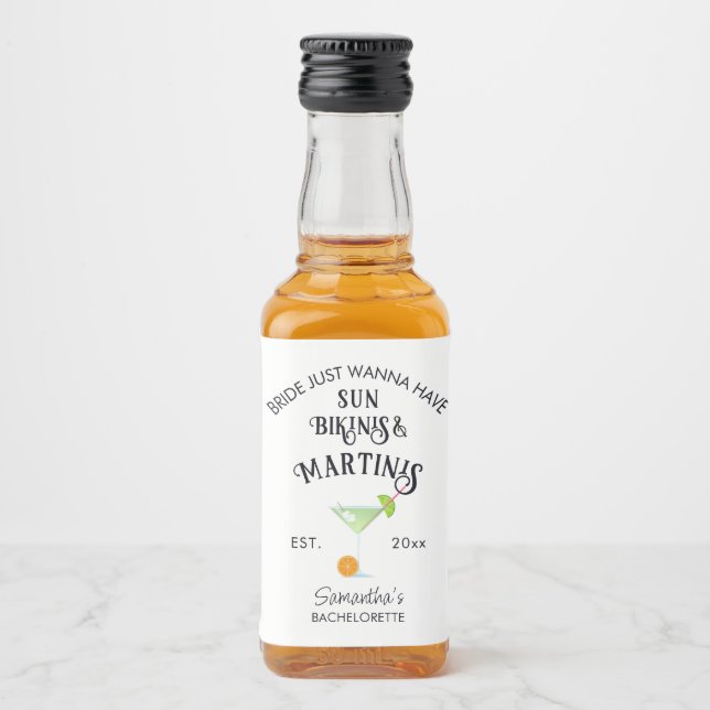 Étiquettes Pour Bouteilles De Liqueur Bikinis & Martinis Tropical Piscine Enterrement de (Devant)