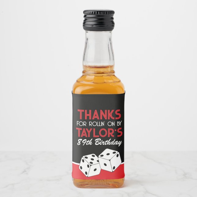 Étiquettes Pour Bouteilles De Liqueur Black Casino Dice Anniversaire Favoriser (Devant)