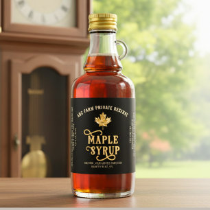 Étiquettes Pour Bouteilles De Liqueur Black & Gold Leaf Réserve privée Sirop d'érable