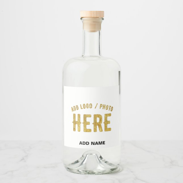 ÉTIQUETTES POUR BOUTEILLES DE LIQUEUR BLANC MODERNE PERSONNALISABLE DE MARQUE VÉRIFIÉE S (Devant)