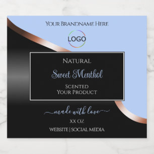 Étiquettes Pour Bouteilles De Liqueur Bleu Black Wavy Rose Gold avec Logo Étiquettes de 