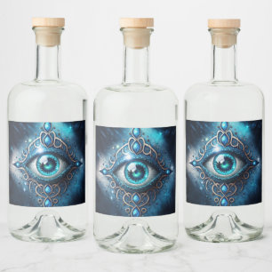 Étiquettes Pour Bouteilles De Liqueur Bleu Bleu Bleu Tous Voir les yeux Illuminati