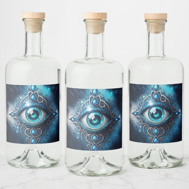 Étiquettes Pour Bouteilles De Liqueur Bleu Bleu Bleu Tous Voir les yeux Illuminati (Bouteilles)