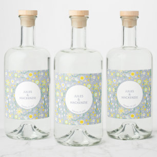 Étiquettes Pour Bouteilles De Liqueur Bleu botanique Fleur sauvage motif floral