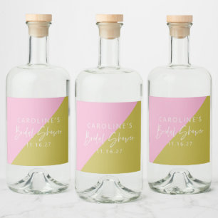 Étiquettes Pour Bouteilles De Liqueur Bloc de couleur vert rose moderne Fête des mariées