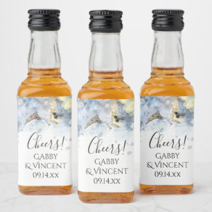 Étiquettes Pour Bouteilles De Liqueur Blue Hydrangea Fleurs Mariage d'aquarelle