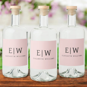 Étiquettes Pour Bouteilles De Liqueur Blush Dusty rose moderne Script Girl Monogramme No