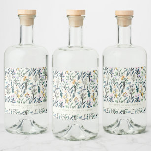 Étiquettes Pour Bouteilles De Liqueur Boho Watercolor Fleur sauvage Fête des mariées per