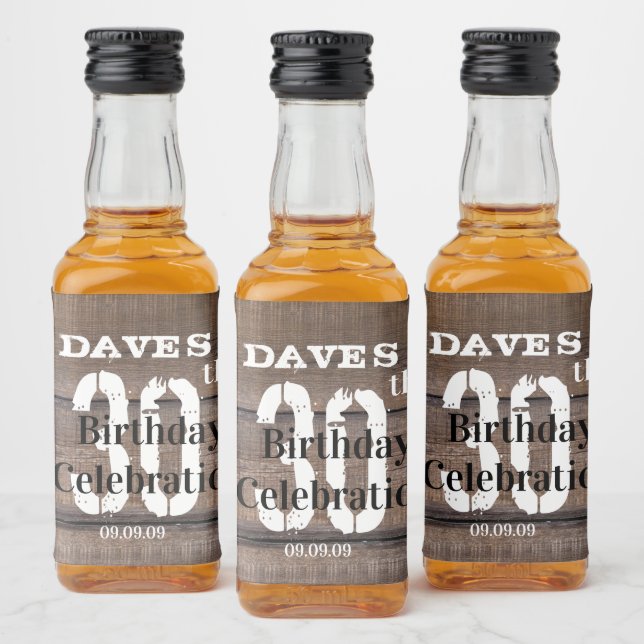 Étiquettes Pour Bouteilles De Liqueur Bois rustique personnalisé 30e Fête d'anniversaire (Bouteilles)