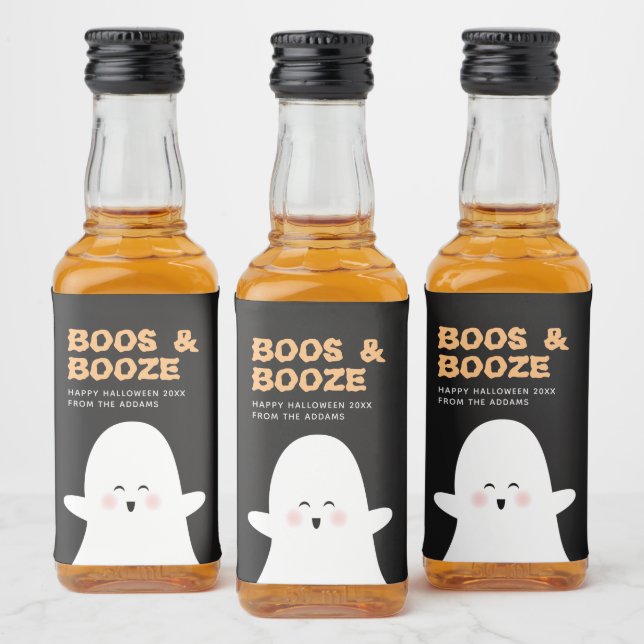 Étiquettes Pour Bouteilles De Liqueur Boos & Bozed Halloween mignonne Ghost Mini alcool (Bouteilles)