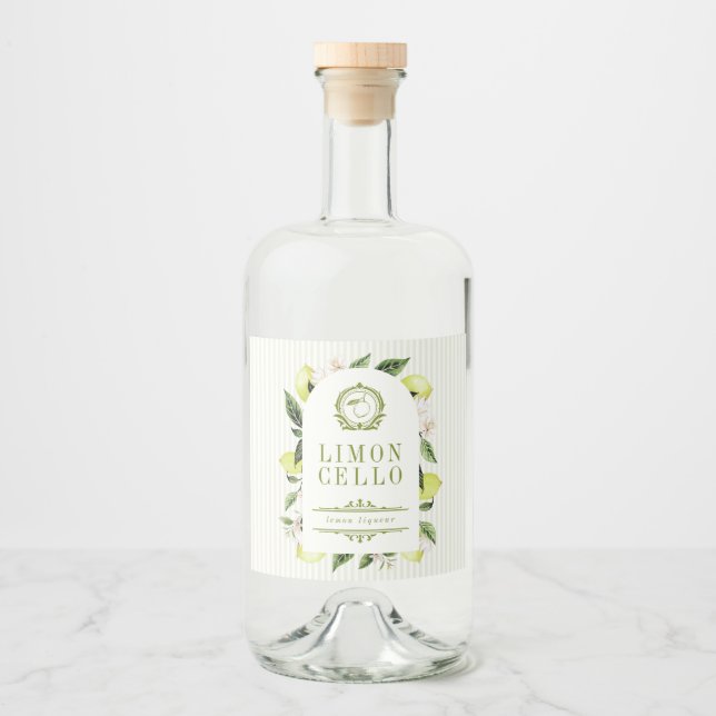Étiquettes Pour Bouteilles De Liqueur Botanical Lemon Frame Limoncello  (Devant)