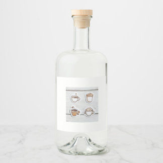 Étiquettes Pour Bouteilles De Liqueur botella con tazas