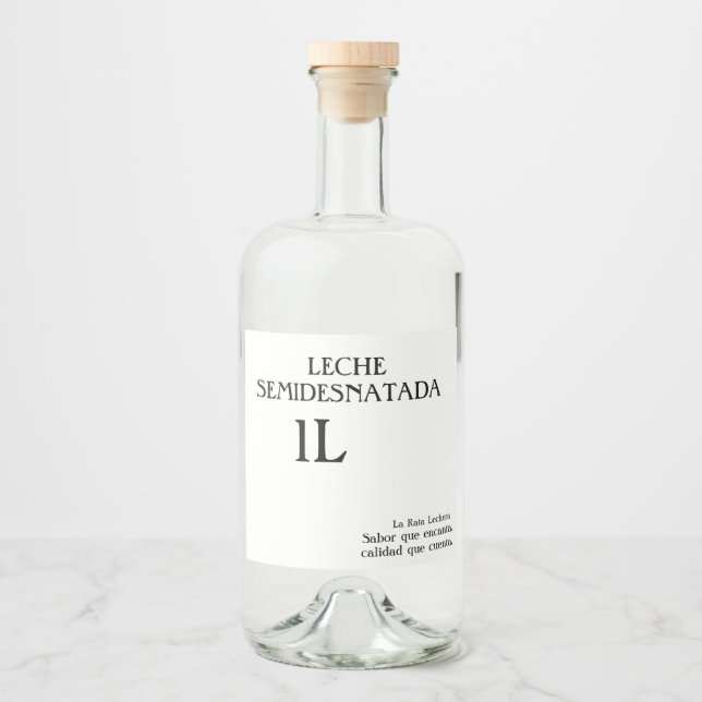 Étiquettes Pour Bouteilles De Liqueur Botella de leche semidesnatada 1L. (Devant)