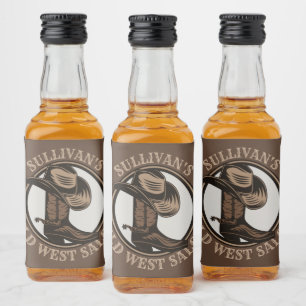 Étiquettes Pour Bouteilles De Liqueur Bottes de cowboy Occidentales Wild West personnali